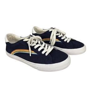 MADEWELL NAVY BLUE SIDEWALK LOW‑TOP SNEAKERS – WOMEN’S 7.5 – RAINBOW EMBROIDERY